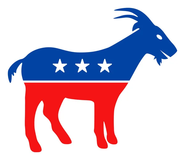 Flat Raster Goat Icon in Amerikaanse Democratische Kleuren met Sterren — Stockfoto