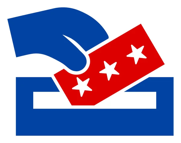 Flat Raster Election Box Icon in American Democratic Colors with Stars — стокове фото