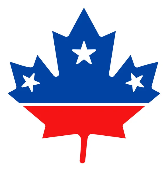 Icona a foglia d'acero raster piatta nei colori democratici americani con stelle — Foto Stock