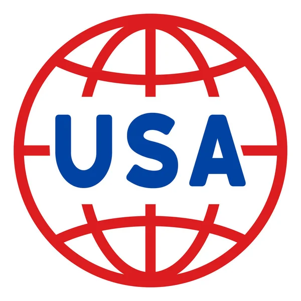 Flat Raster USA World Icon in American Democratic Colors with Stars — Stock Photo, Image
