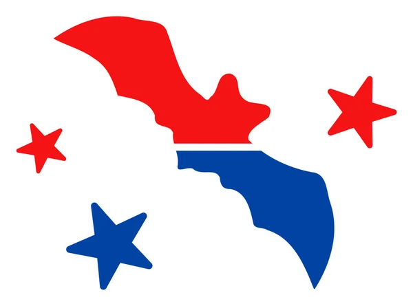 Плоская икона летучей мыши в американских демократических цветах со звездами — стоковое фото