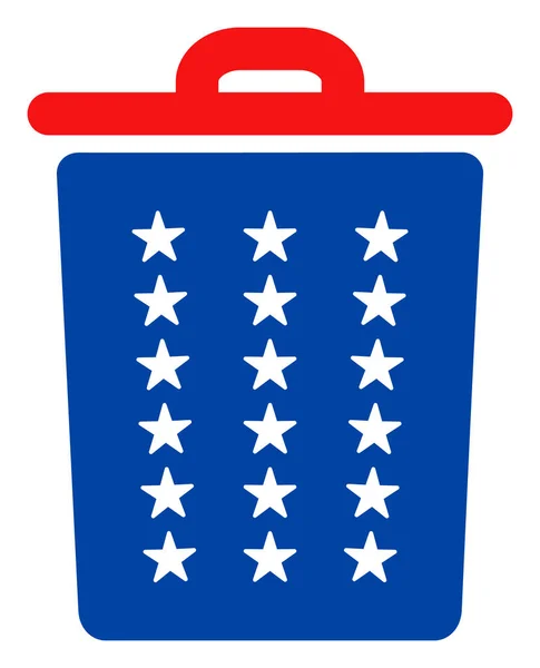 Flat Raster Trash Can Icon in American Democratic Colors with Stars — Stock Photo, Image