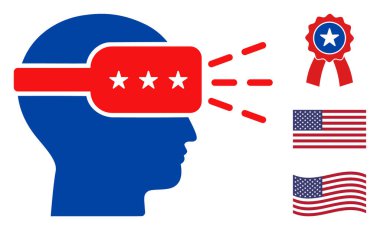 Düz Vektör Artırılmış Gerçeklik Simgesi Yıldızlı Amerikan Demokratik Renkleri