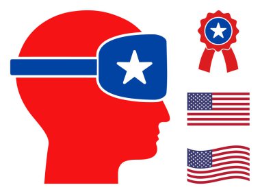 Düz Vektör Genişletilmiş Gerçeklik Simgesi Yıldızlı Amerikan Demokratik Renkleri