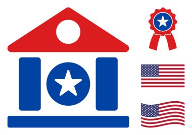 Düz Vektör Bankası Yıldızlı Amerikan Demokratik Renkleri Simgesi