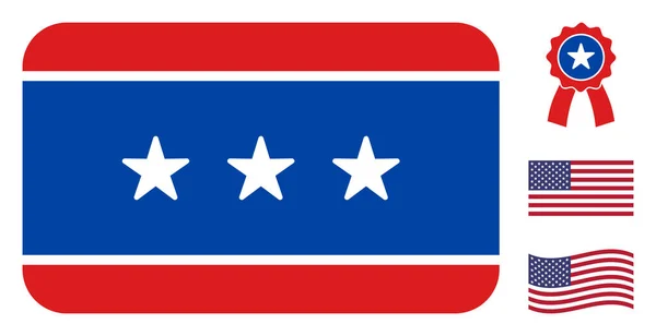 Düz Vektör Erişim Kart Simgesi Yıldızlı Amerikan Demokratik Renkleri — Stok Vektör