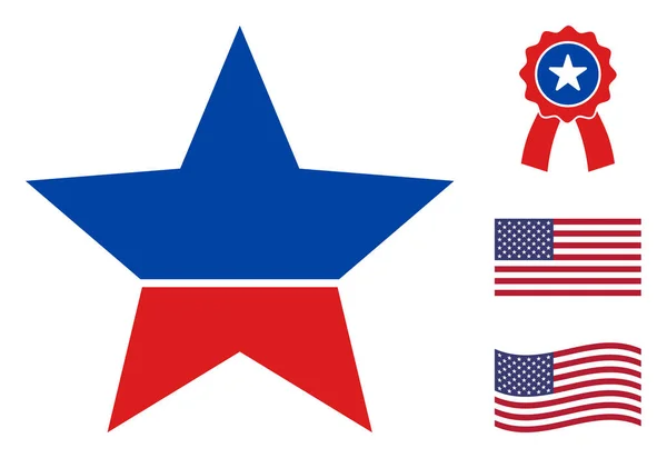 Flat Vector Star Icon in den Farben der amerikanischen Demokraten mit Sternen — Stockvektor