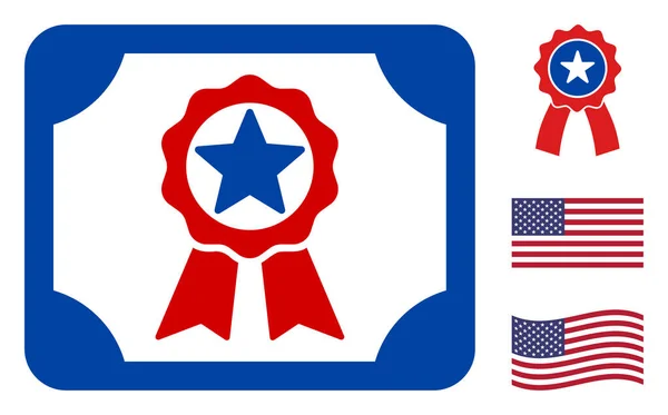 Дипломная икона плоского вектора в американских демократических цветах со звездами — стоковый вектор