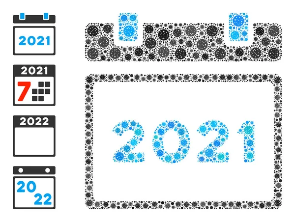 2021 Calendario Icona Mosaico da Covid-2019 Elementi — Vettoriale Stock