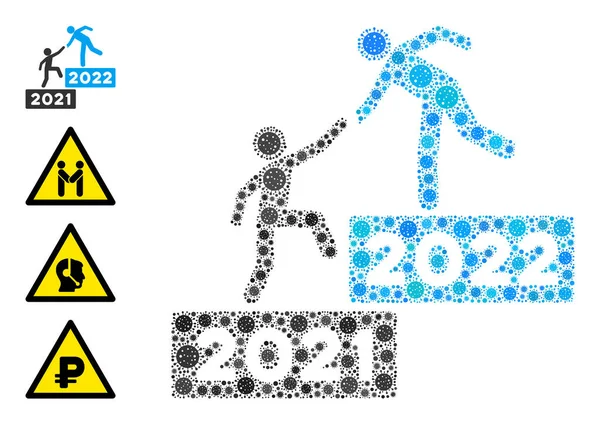 2022 ขั้นตอนทางธุรกิจไอคอนโมเสคของรายการไวรัสโคโรนา — ภาพเวกเตอร์สต็อก