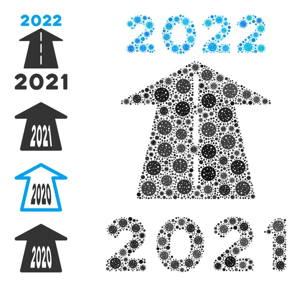 2022 โมเสคไอคอนถนนในอนาคตขององค์ประกอบ Covid-2019 — ภาพเวกเตอร์สต็อก