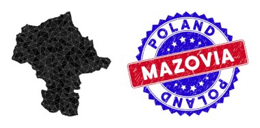 Mazovia Eyaleti Haritası Çokgen Ağ ve Üzüntü İki Olumlu Mühür Mührü