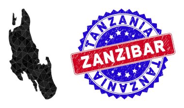 Zanzibar Adası Haritası Çokgen Ağlar ve Üzüntü Damgası