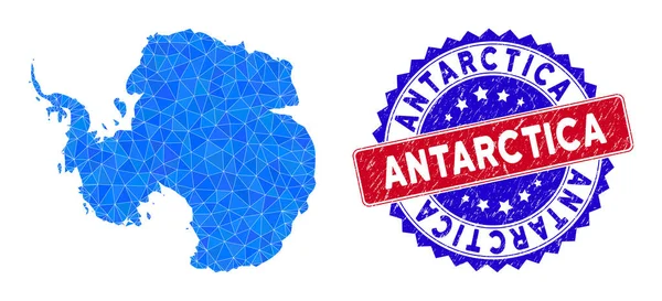 Mapa de la Antártida Triángulo Malla y Angustia Bicolor Sello — Archivo Imágenes Vectoriales