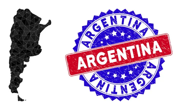 Argentina Mapa Malha poligonal e angústia Bicolor Watermark — Vetor de Stock