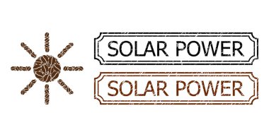 Güneş Enerjisi Tehlike Damgaları Kahve Tohumları Kolajı