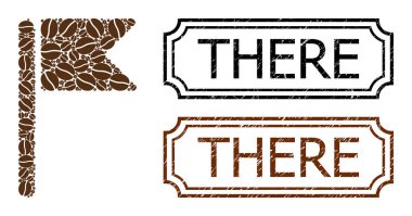 Üzerinde notlar olan Grunge Stamps ve Kahve Tanecikli Bayrak Mozaiği