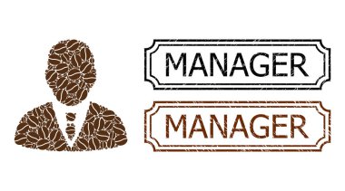 Müdür Notches ve kahve çekirdekleri kolajlı pulları çizdi