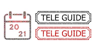 Notchlı Tele Rehberi Grunge Rozetleri ve Coronavirüs Ögeleri Takvim Kolajı