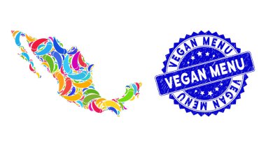 Üzüntülü Vegan Menüsü ve Meksika Harita Renkli Biber Ürünleri Kolajı