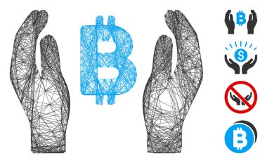 Ağ Bitcoin Bakım Elleri Vektör Ağı