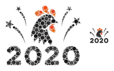 2020 Rooster Fireworks Composition of Circle Points clipart