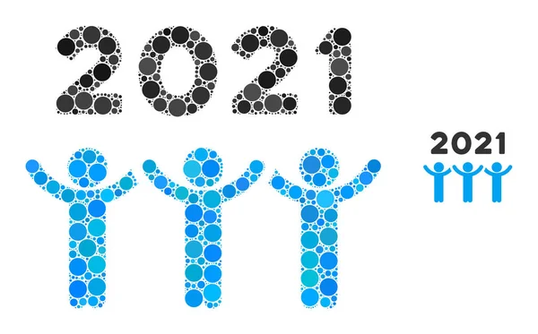 2021 Χορεύοντας άνθρωποι Ψηφιδωτό του κύκλου Dots — Διανυσματικό Αρχείο
