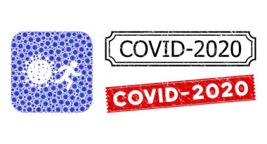 Covid-2020 Kazınmış Mühürler ve Pandemik Şablon Mozaik Adamı Kaçtı