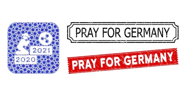 Be för Tyskland repade gummistämplar med bakterie subtraherade Mosaik Gentleman be Ripple 2021 — Stock vektor