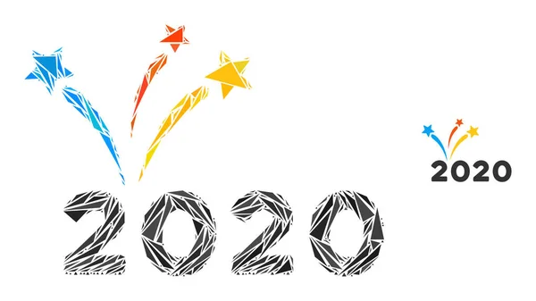 Triangle Mosaic 2020 Fireworks Icon — 스톡 벡터