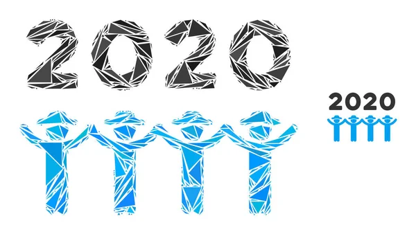 สามเหลี่ยมโมเสค 2020 สุภาพบุรุษเต้นรําไอคอน — ภาพเวกเตอร์สต็อก