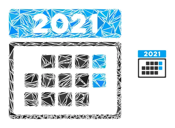 Driehoek Mozaïek 2021 Kalender Maand Tafel Ikoon — Stockvector
