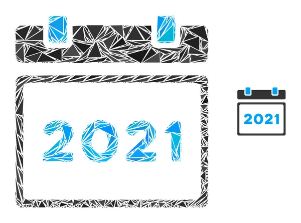 Εικονίδιο ημερολογίου τριγώνου μωσαϊκού 2021 — Διανυσματικό Αρχείο