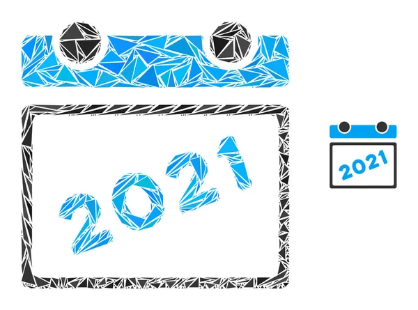 Triangle mosaïque 2021 calendrier icône — Image vectorielle