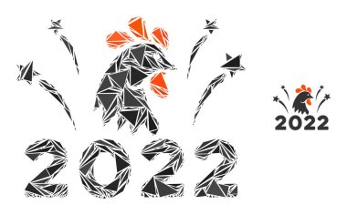 Üçgen Mozaik 2022 Horoz Havai Fişek Simgesi