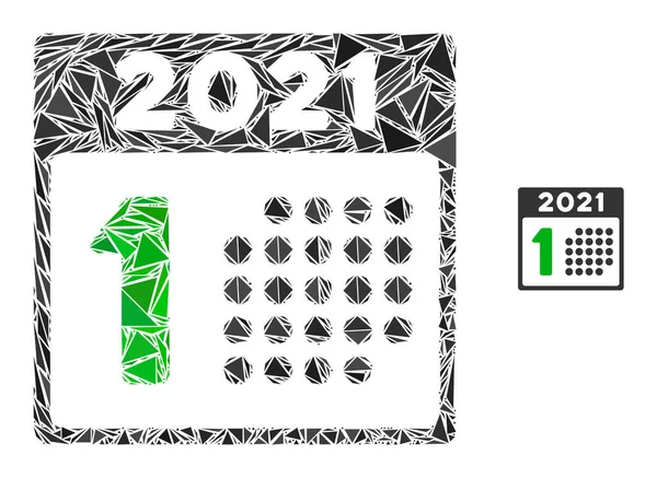 Triángulo del mosaico 2021 Año Icono del primer día — Archivo Imágenes Vectoriales
