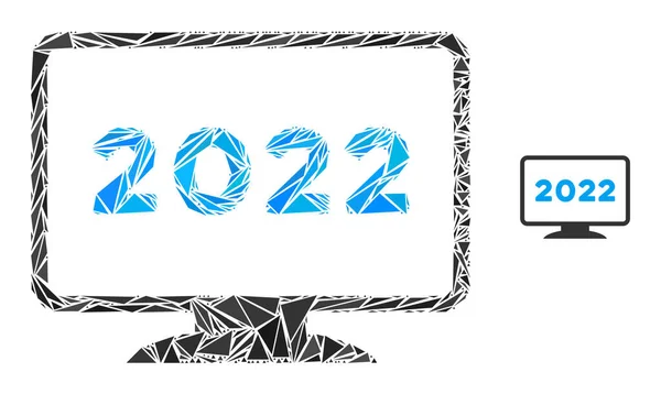Icono de la exhibición del mosaico 2022 del triángulo — Vector de stock