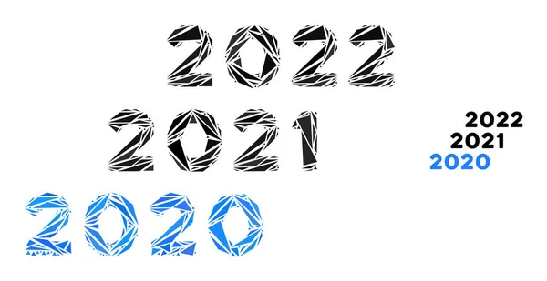 Mosaico del triángulo 2020 - 2022 años icono — Vector de stock
