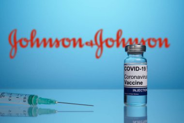 Johnson ve Johnson Covid Aşı Logosu ve Inoculation Şırıngası