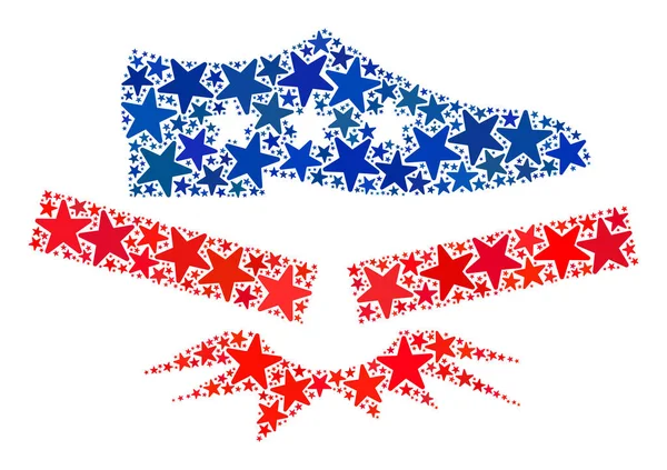 Passo vetorial Colagem frágil de estrelas nas cores democráticas americanas — Vetor de Stock