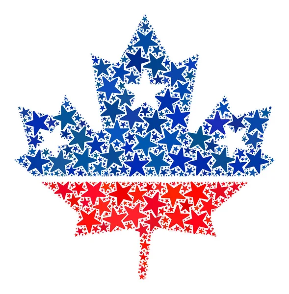 Feuille d'érable vectorielle Composition des étoiles dans les couleurs démocratiques américaines — Image vectorielle