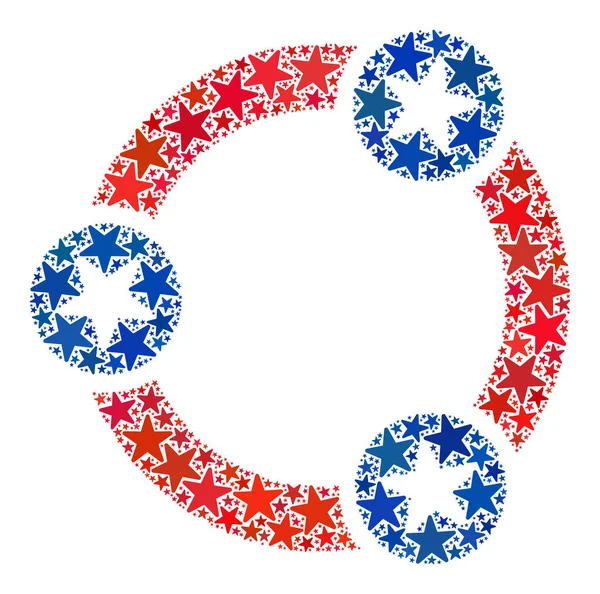 Collaboration vectorielle Collage des étoiles dans les couleurs démocratiques américaines — Image vectorielle