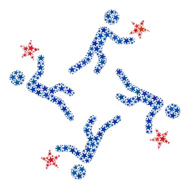 Amerikan Demokratik Renklerindeki Yıldızların Vektör Koşan Adamları