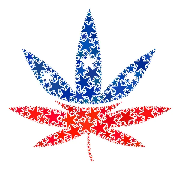 Vector Cannabis Collage av stjärnor i amerikanska demokratiska färger — Stock vektor