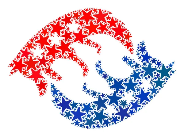 Vector Dog se mange Collage des étoiles dans les couleurs démocratiques américaines — Image vectorielle