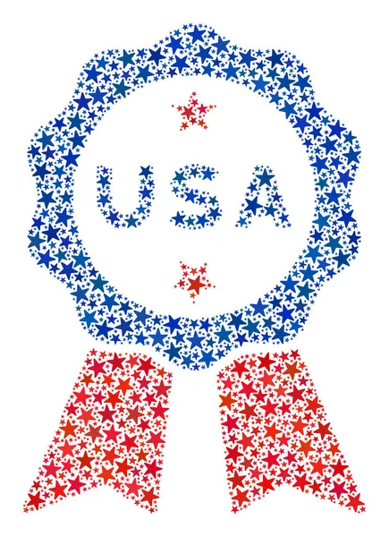 Vector USA Stamp Seal Collage of Stars in American Democratic Colors — Stock Vector