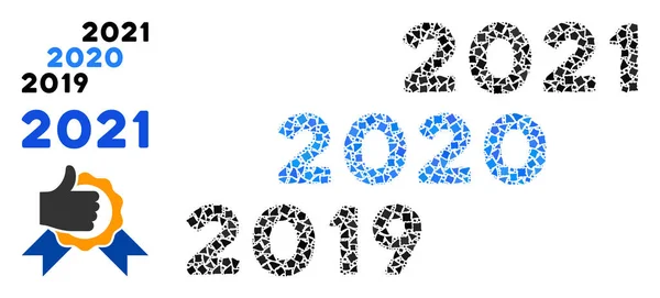 Rough 2019 - 2021 Years Icon Mosaic - Stok Vektor