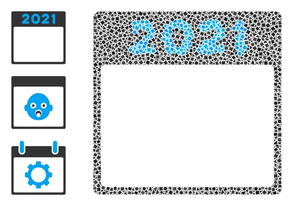 Page du calendrier 2021 abrupte Icône Collage — Image vectorielle
