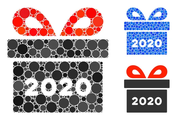 Afgeronde Dot 2020 Gift Icon Collage — Stockvector