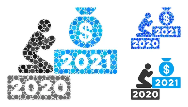 รอบ Dot อธิษฐานเพื่อเงิน 2021 Icon Collage — ภาพเวกเตอร์สต็อก